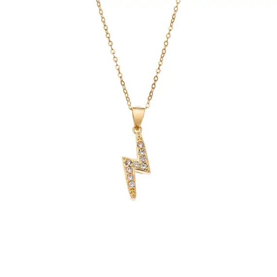 Κολιέ SENZA Gold Plated Ασήμι 925 Κεραυνός με Ζιργκόν