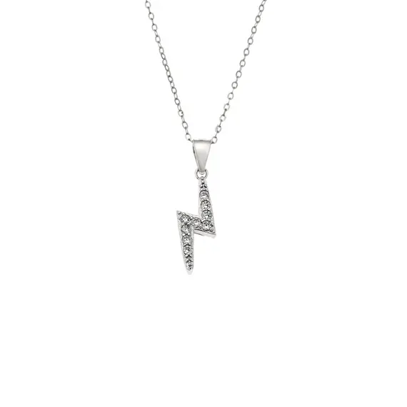 Κολιέ SENZA Rhodium Plated Ασήμι 925 Κεραυνός με Ζιργκόν