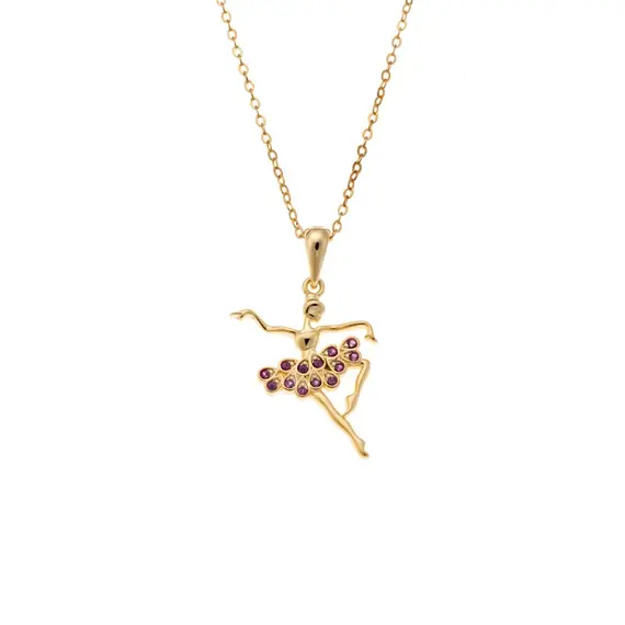 Κολιέ SENZA Gold Plated Ασήμι 925 Χορεύτρια με Ζιργκόν