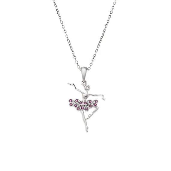 Κολιέ SENZA Rhodium Plated Ασήμι 925 Χορεύτρια με Ζιργκόν