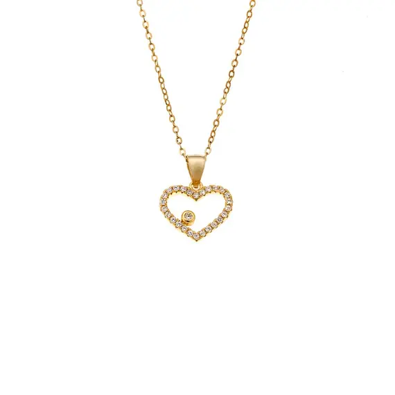 Κολιέ SENZA Gold Plated Ασήμι 925 Καρδιά με Ζιργκόν