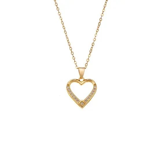 Κολιέ SENZA Gold Plated Ασήμι 925 Καρδιά με Ζιργκόν