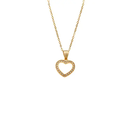 Κολιέ SENZA Rhodium Plated Ασήμι 925 Καρδιά με Ζιργκόν