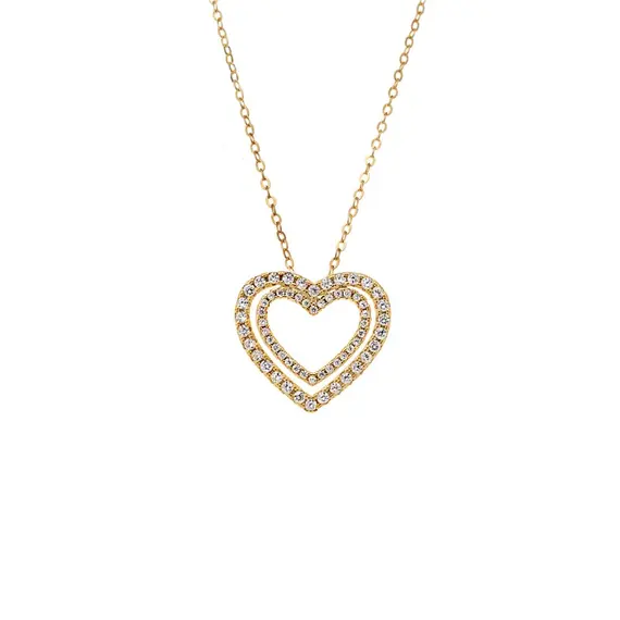Κολιέ SENZA Gold Plated Ασήμι 925 Καρδιά με Ζιργκόν