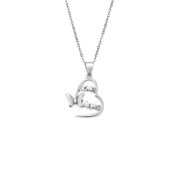 Κολιέ SENZA Rhodium Plated Ασήμι 925 Καρδιά Love
