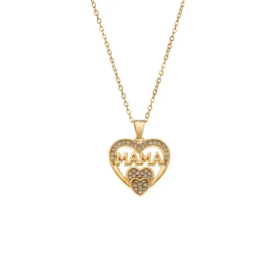 Κολιέ SENZA Gold Plated Ασήμι 925 Καρδιά Mama