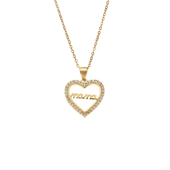 Κολιέ SENZA Gold Plated Ασήμι 925 Καρδιά Mama