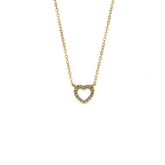 Κολιέ SENZA Καρδιά Gold Plated Ασήμι 925 Double Face Light Blue