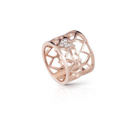 GUESS Hearts Rose Gold Rhodium Plated Ring UBR85008
