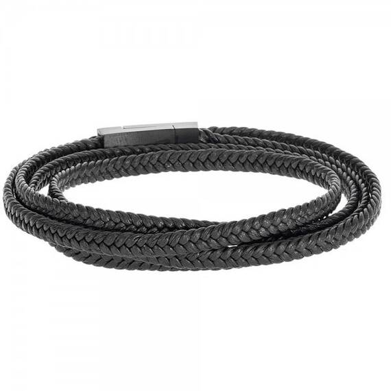Βραχιόλι Senza Men&#039;s Steel Leather Strap