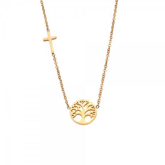 SENZA Steel Gold Plated Necklace SSD3386GD
