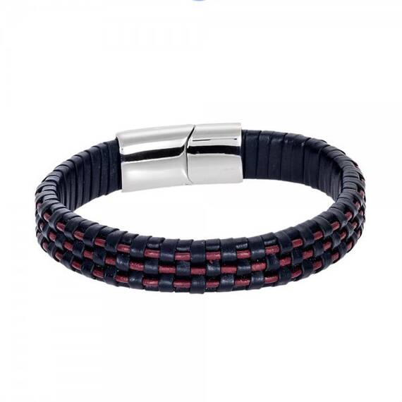 Βραχιόλι Senza Men&#039;s Steel Leather Strap