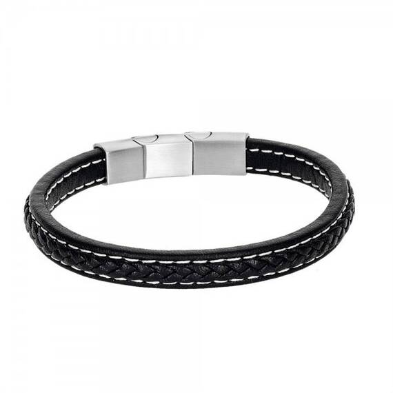 Βραχιόλι Senza Men&#039;s Steel Leather Strap