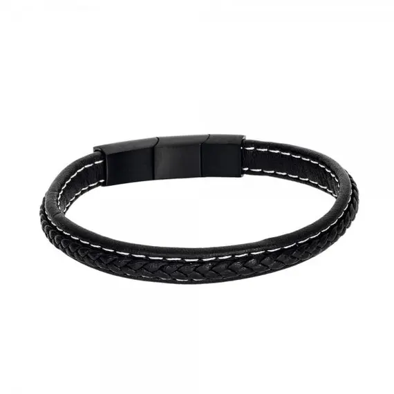 SENZA Steel Leather Bracelet SSD4258BN