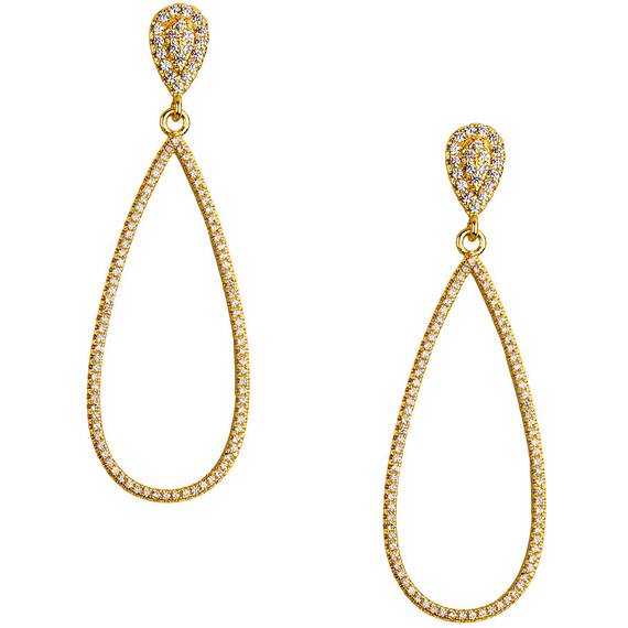 BREEZE Handmade Teardrop Gold Metal Zircons Earrings 210002.1