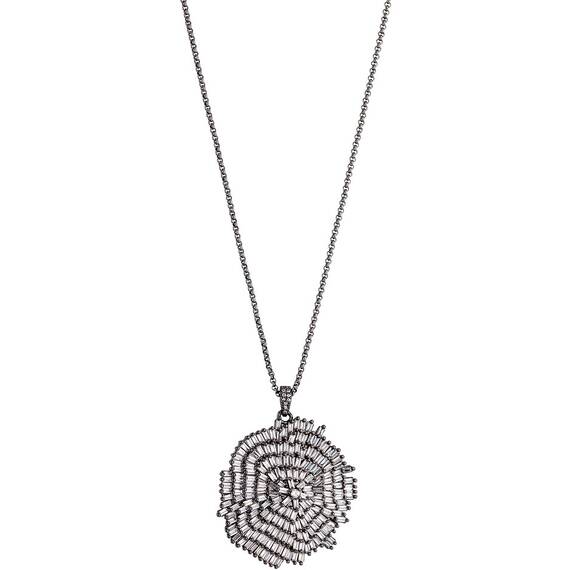 BREEZE Handmade Pendant Gun Metal Stainless Steel Crystals 80cm Necklace 410001.9