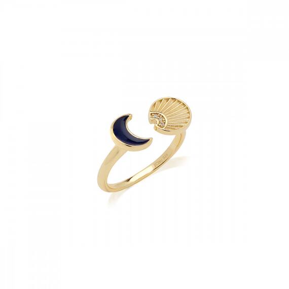 JCOU Sun And Moon Χρυσό Δαχτυλίδι Από Ασήμι 925 Και Σμάλτο JW901G0-01