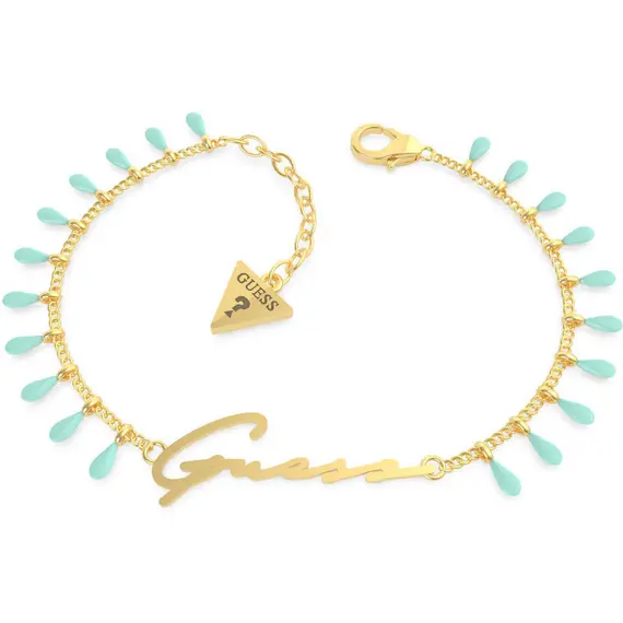 GUESS STEEL Beach Party Χρυσό Βραχιόλι Με Κρεμαστά 18.41cm UBB70129-S