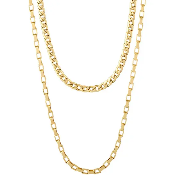 PILGRIM Clarity Multi Purpose Cable And Curb Chain Gold-Platet Necklace 112132011