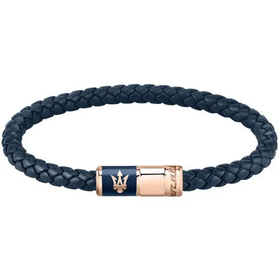 MASERATI Leather Stainless Steel Bracelet JM222AVE09