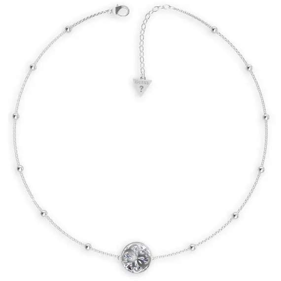 GUESS STEEL Logo Boule Ασημένιο Κολιέ Με Σχέδιο 4G Και Ζιργκόν 40.64cm-45.72cm JUBN01388JWRHT-U