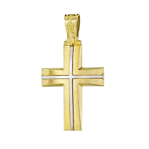 TRIANTOS Two Tone Yellow And White Gold Cross 14K 1.7.1028YW