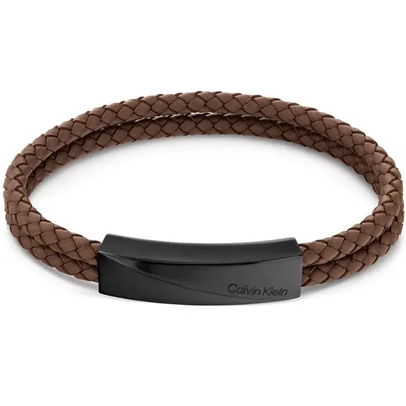 CALVIN KLEIN Leather Stainless Steel Bracelet 35000100
