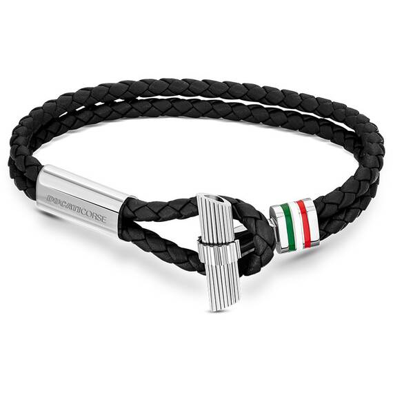 DUCATI Collezione T Leather Stainless Steel Bracelet DTAGB2136801