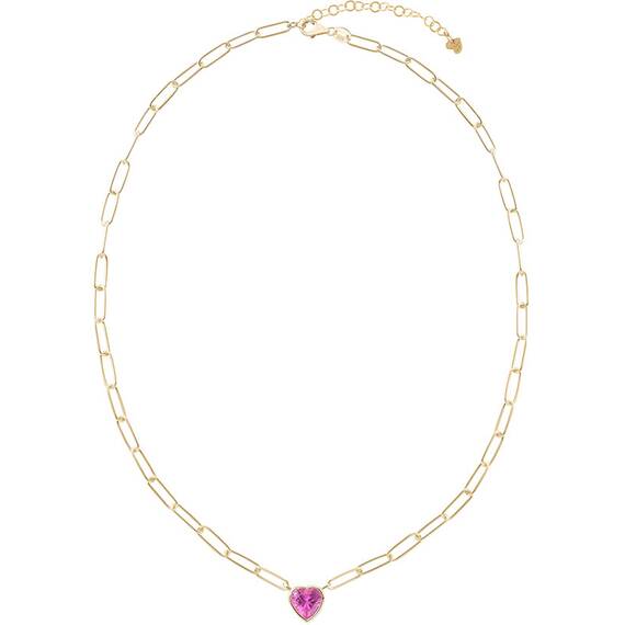 LAURA P. Pink Lady Χρυσό Κολιέ Από Ασήμι 925 Με Πέτρα 40cm-45cm CL0107GF