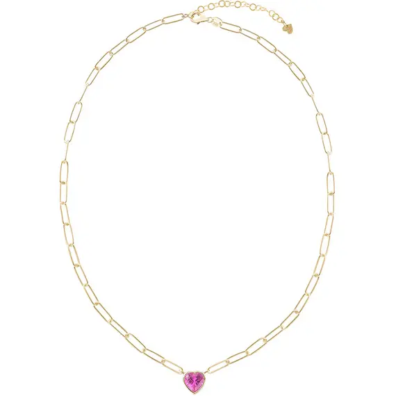 LAURA P. Pink Lady Χρυσό Κολιέ Από Ασήμι 925 Με Πέτρα 40cm-45cm CL0107GF