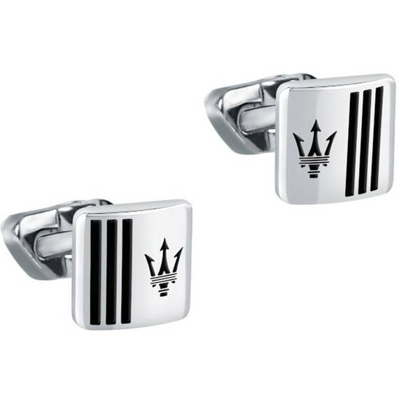 MASERATI Ασημένια Μανικετόκουμπα Από Ανοξείδωτο Ατσάλι Με Λογότυπο JM422AVD10