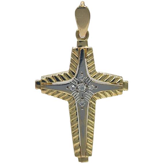 KALOUSTIAN Two Tone Yellow And White Gold Cross 14K KALST01