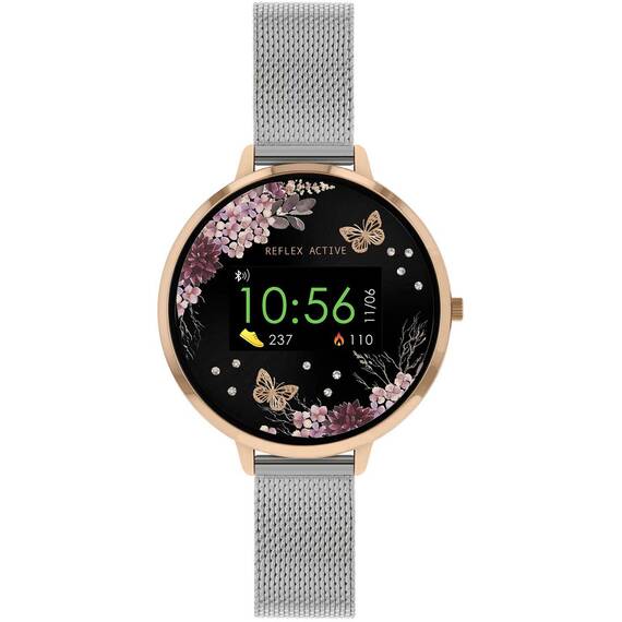 REFLEX ACTIVE Series 03 Smartwatch Pink Garden Silver Bracelet RA03-4037