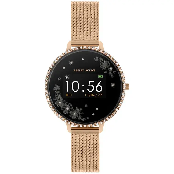 REFLEX ACTIVE Series 03 Smartwatch Floral Stone Set Rose Gold Bracelet RA03-4042