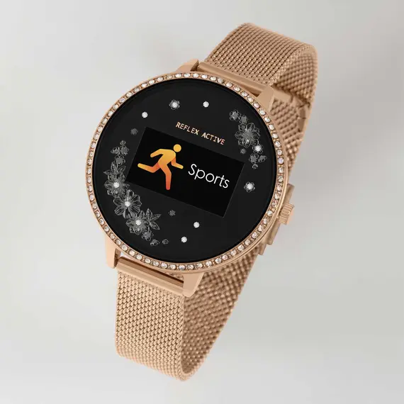 REFLEX ACTIVE Series 03 Smartwatch Floral Stone Set Rose Gold Bracelet RA03-4042, image 5
