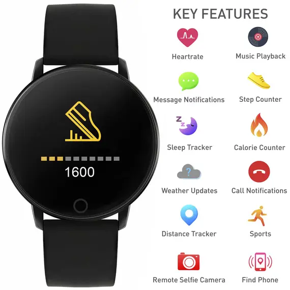 REFLEX ACTIVE Series 05 Smartwatch Black Strap RA05-2022, image 5
