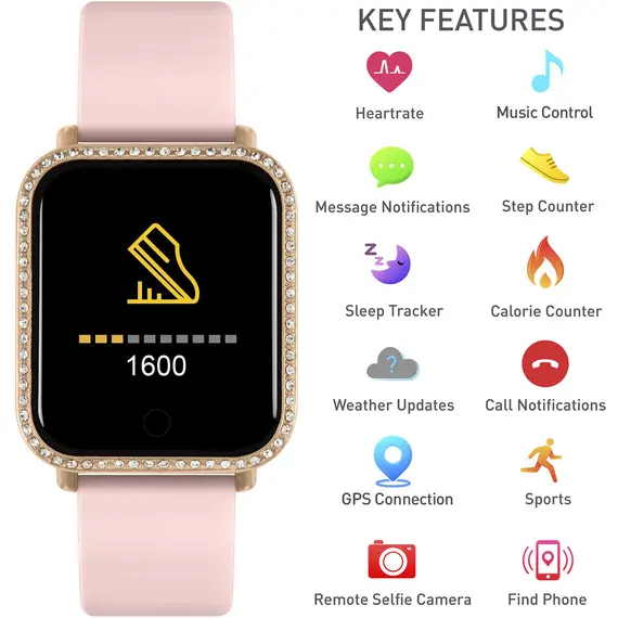 REFLEX ACTIVE Series 06 Smartwatch Pink Strap RA06-2098, image 6