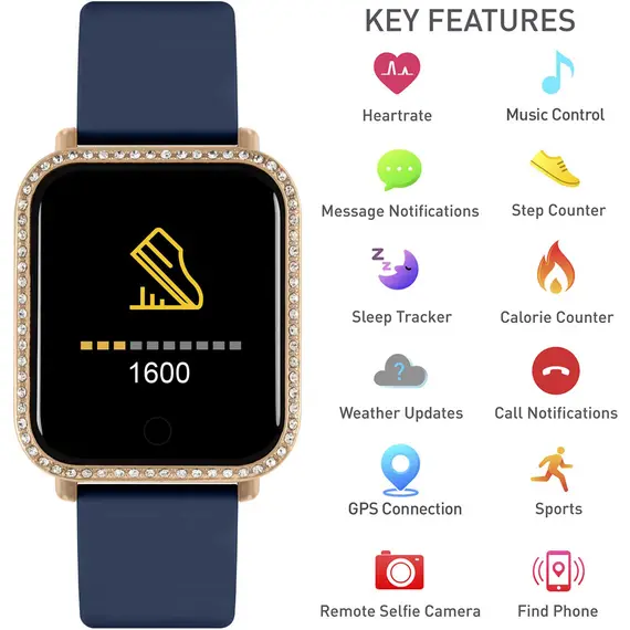 REFLEX ACTIVE Series 06 Smartwatch Navy Blue Strap RA06-2102, image 6
