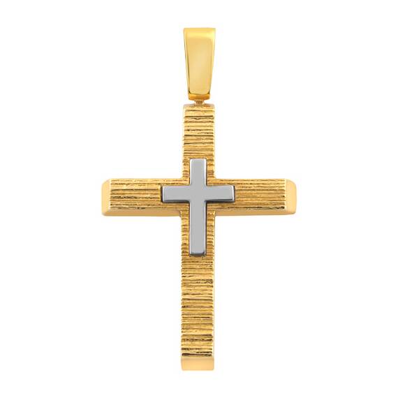 ALORO Two Tone Gold Cross 14K ΚΤΧ686