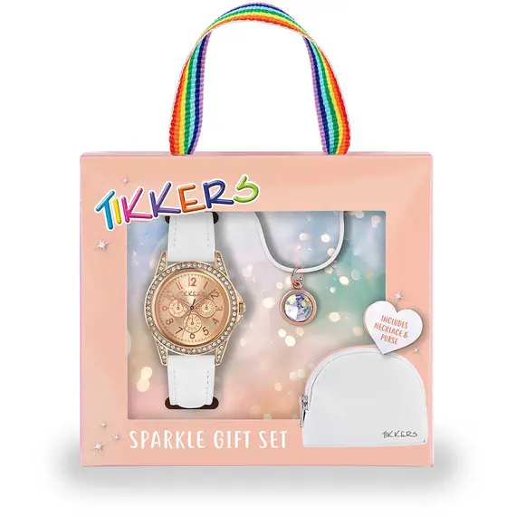TIKKERS Girls White Strap Stone Set ATK1018, image 2