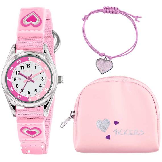 TIKKERS Girls Pink Canvas Strap Heart Set ATK1031