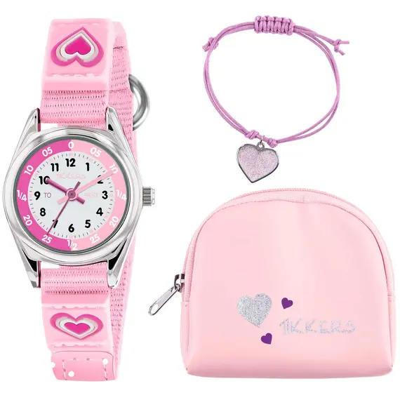 TIKKERS Girls Pink Canvas Strap Heart Set ATK1031