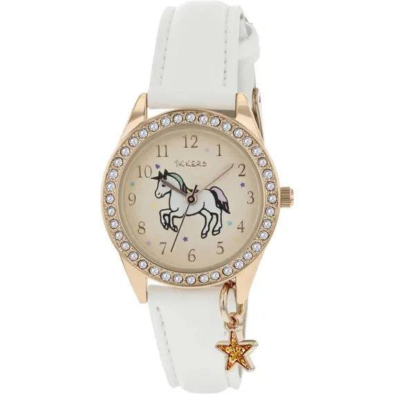TIKKERS Girls White Strap Unicorn Stone Set TK0171