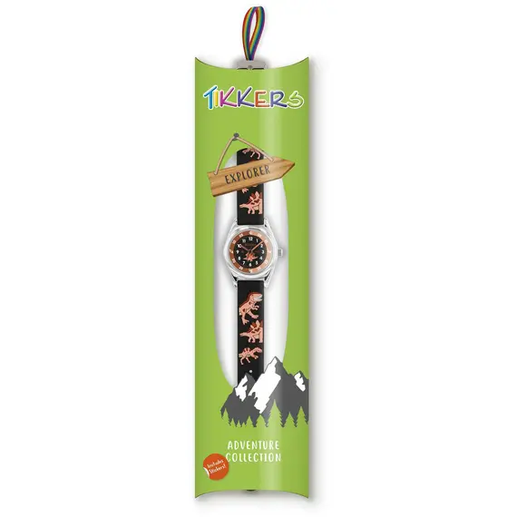 TIKKERS Boys Black Strap Dinosaur Motif Set Με Αυτοκόλλητα TK0185, image 3
