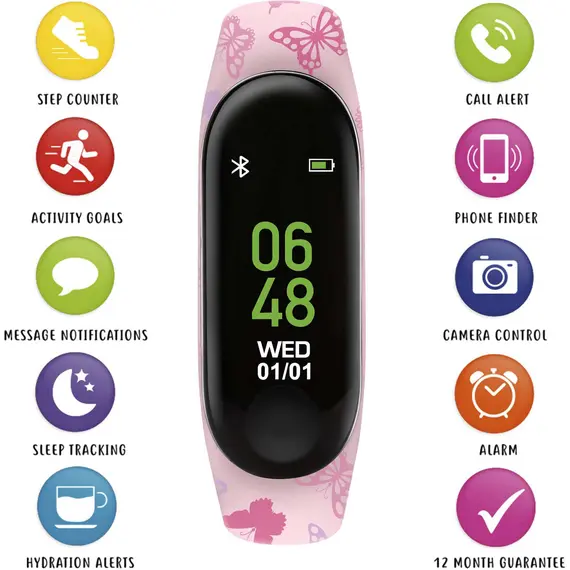 TIKKERS Series 1 Smartwatch Fuchsia Butterfly Strap TKS01-0005, image 2