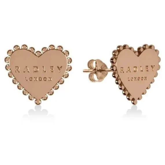RADLEY LONDON Hearts Ροζ Χρυσά Σκουλαρίκια Από Ασήμι 925 RYJ1126