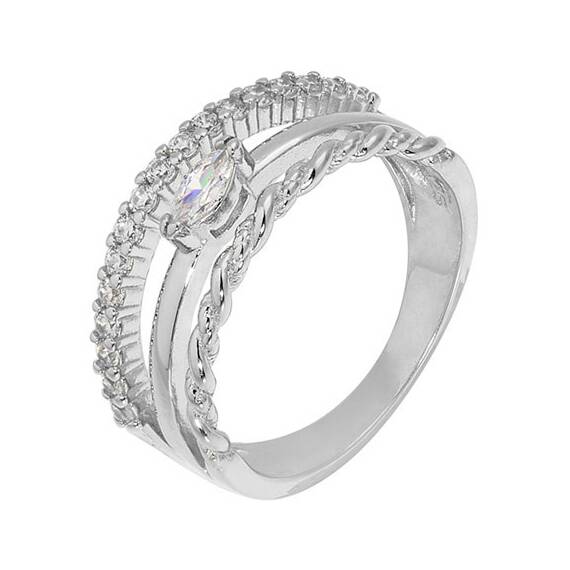 PRINCESILVERO Δαχτυλίδι Τριπλό Από Ασήμι 925 Με Ζιργκόν 3ZK-RG152-1