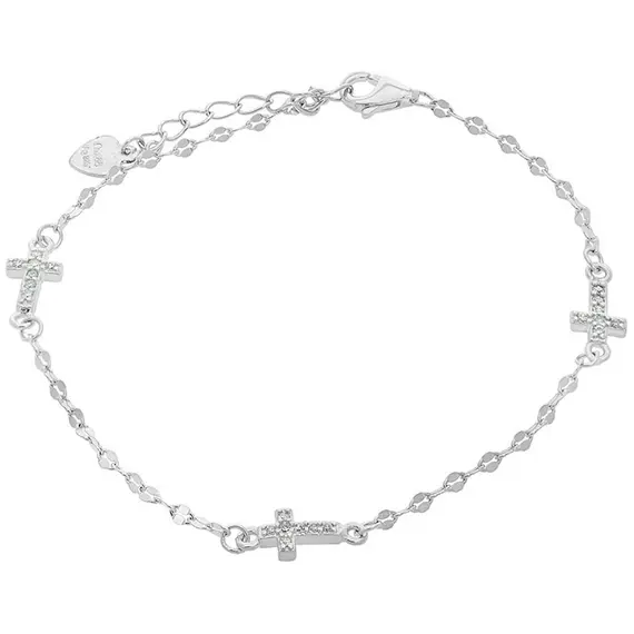 PRINCESILVERO Βραχιόλι 3 Σταυροί Από Ασήμι 925 Με Ζιργκόν 15cm-18cm 2A-BR405-1