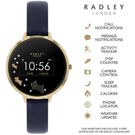 RADLEY LONDON Series 03 Smartwatch Dog Gold and Navy Leather RYS03-2004, image 6