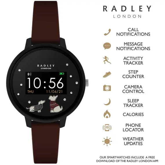 RADLEY LONDON Series 03 Smartwatch Dog Black Burgundy Silicone RYS03-2060, image 2